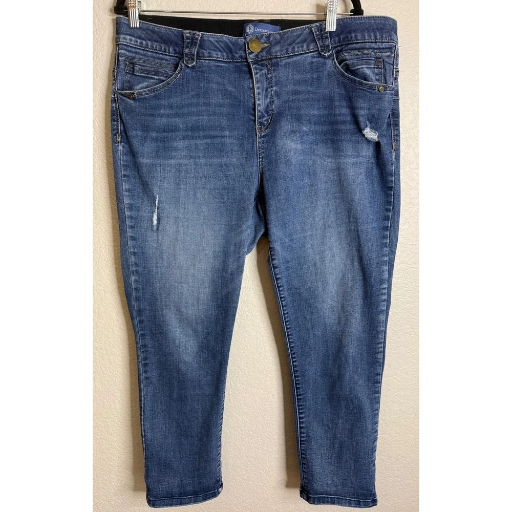 Democracy Women 18W Blue Skinny Jeans Absolution‎ Denim Distressed Preppy Casual